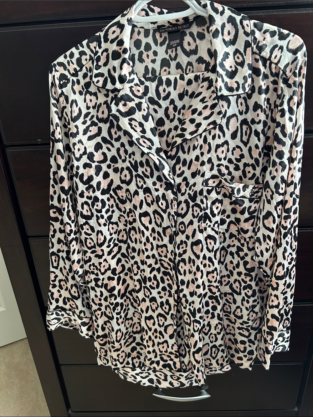Victoria's Secret Leopard Print Satin Button-Up pajama set -signature